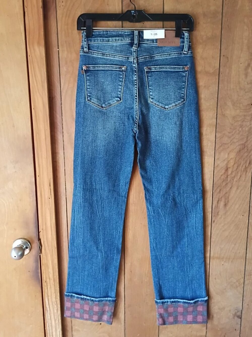 Judy Blue High Waist Jeans Size 1/25 NWT Plaid Cuff Boutique Denim - Picture 5 of 8